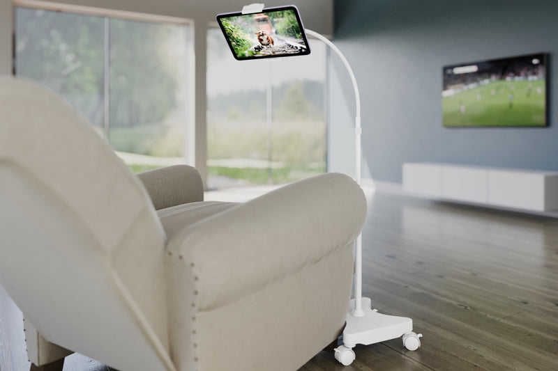 Load image into Gallery viewer, REFURBISHED - LEVO Gooseneck Tablet Floor Stand WITH Casters (Copy)
