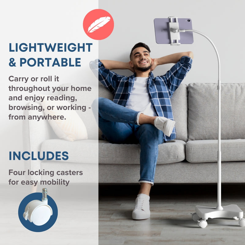 Load image into Gallery viewer, REFURBISHED - LEVO Gooseneck Tablet Floor Stand WITH Casters (Copy)