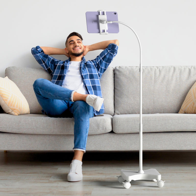 Load image into Gallery viewer, REFURBISHED - LEVO Gooseneck Tablet Floor Stand WITH Casters (Copy)