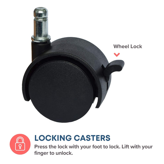 Caster WITH LOCK - 2 inch - 11.0 mm D Stem - SINGLE (You'll Need 4 for a set)