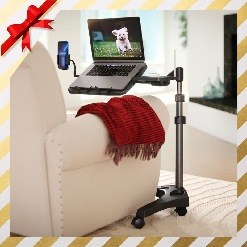 Load image into Gallery viewer, LEVO G2 V16 Rolling Laptop Workstation Stand Cart - WITH MOUSE TRAY and PHONE MOUNT
