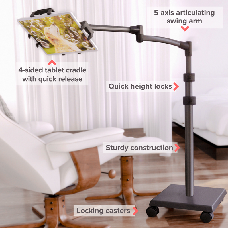 Load image into Gallery viewer, REFURBISHED LEVO G2 Deluxe Tablet Floor Stand - Gunmetal Black
