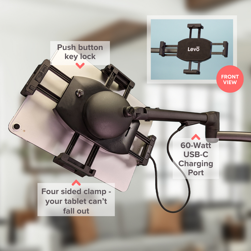 Load image into Gallery viewer, LEVO G2 Commercial Tablet Cart / Stand with 60 Watt USB-C Charging Port
