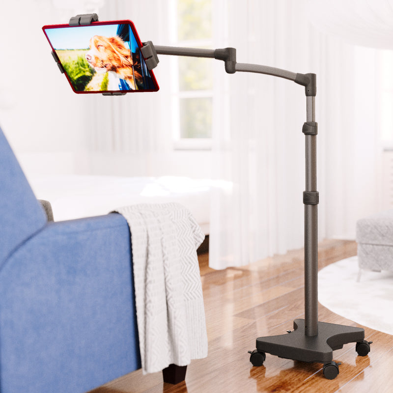 Load image into Gallery viewer, LIQUIDATION PRICE - REFURBISHED LEVO Deluxe Rolling Tablet Cart/Stand with KEY LOCKING for Home, Office, Medical, and Education
