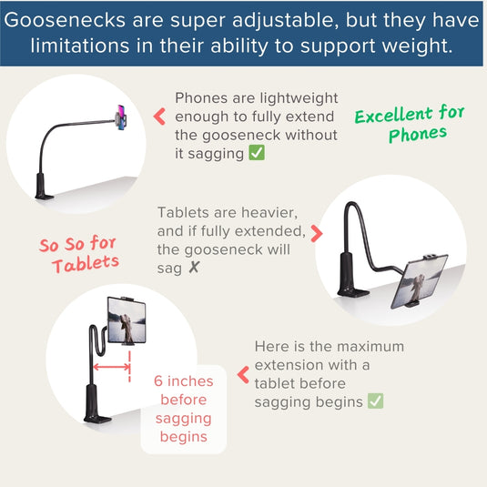 LEVO Clamp-on Gooseneck Tablet Holder – Phone and Tablet Mount