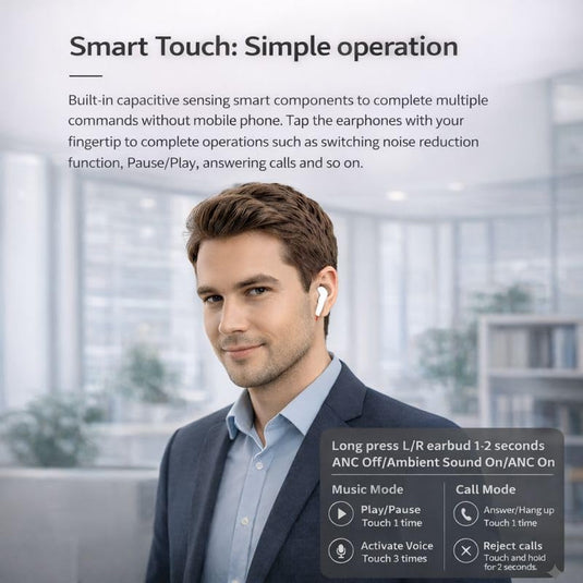 LEVO Wireless Earbuds – Noise Cancelling Bluetooth Earphones for Calls & Work