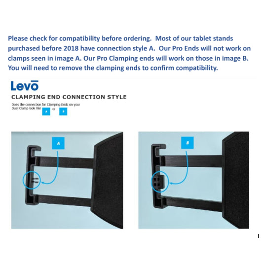 LEVO SECURITY Clamping Ends - for Tablet Stands with Dual Clamp - SET OF 4 (Complete Set)