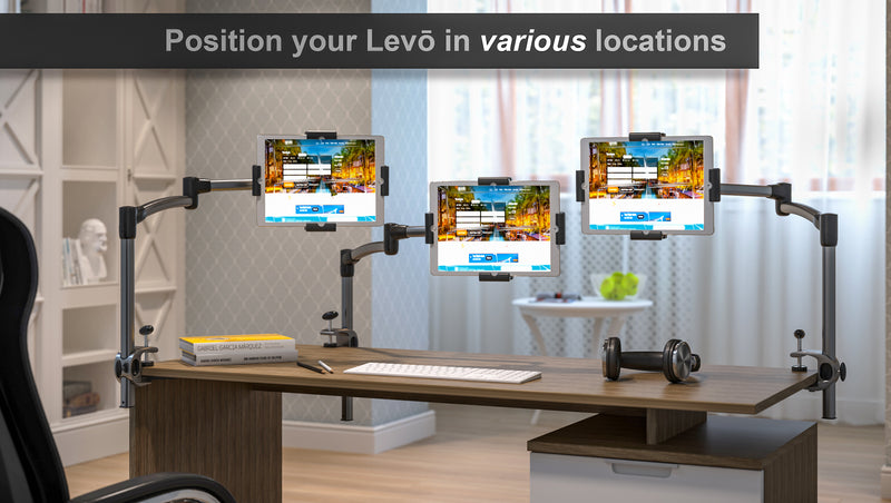 Load image into Gallery viewer, REFURBISHED LEVO G2 Table Clamp Tablet Stand - Gunmetal Black
