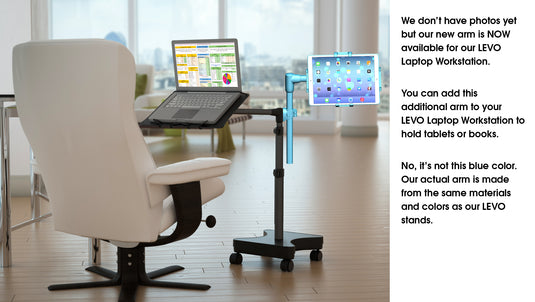 LEVO Second Arm for 33761 - Holds Tablets on SOME of our Laptop Stands