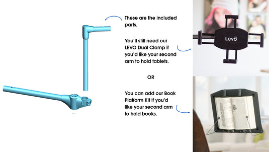 LEVO Second Arm for 33761 - Holds Tablets on SOME of our Laptop Stands